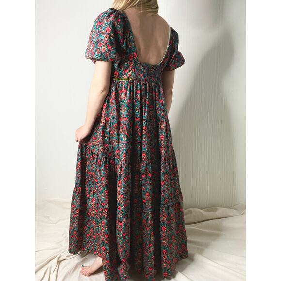 FREE PEOPLE "Ashley" Cordorouy Babydoll Puff Sleeve Maxi Dress US SMALL - Picture 8 of 16